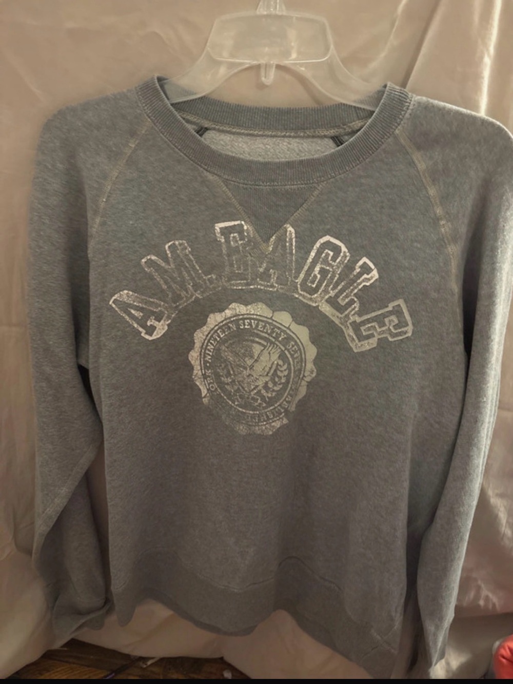 American Eagle Outfitters Grey Graphic Crewneck Sweatshirt - Men